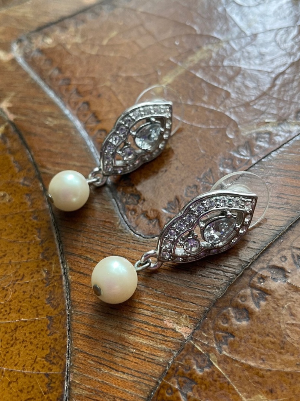 Formal Crystal and Pearl Drop Earrings